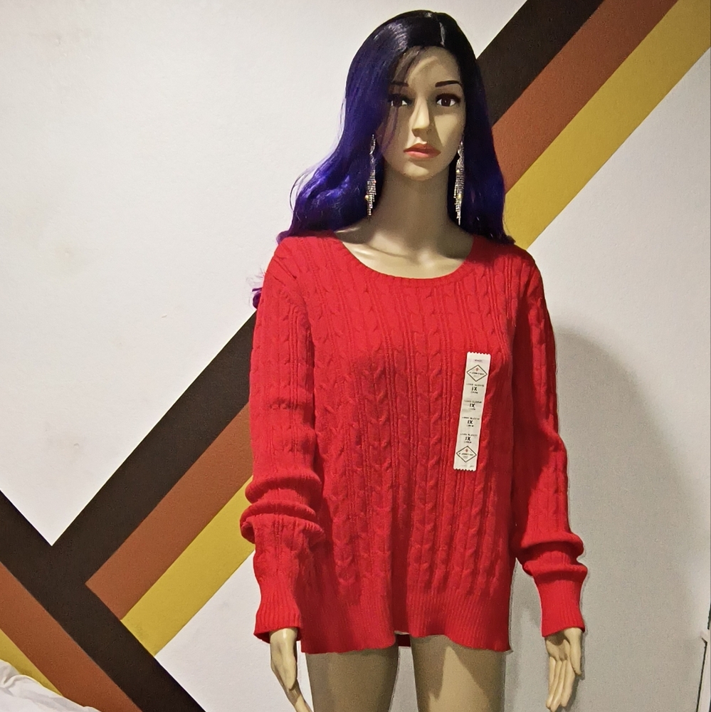 St. John's Bay Cable Knit Crew Neck Long Sleeve Sweaters.  size 1X